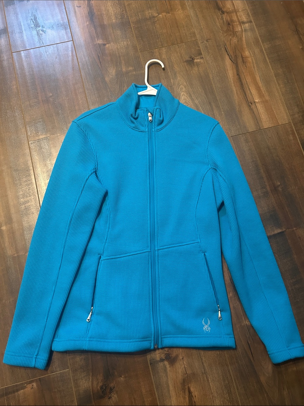 Women's Turquoise Full-Zip Utility Jacket with Stand Collar